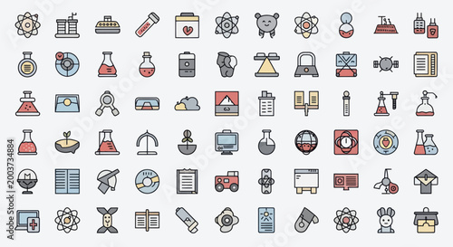 Science and technology icon set