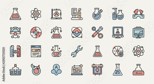 Science and technology icons collection