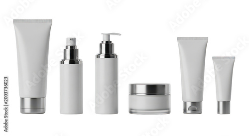 Assorted skincare and cosmetic products in a row