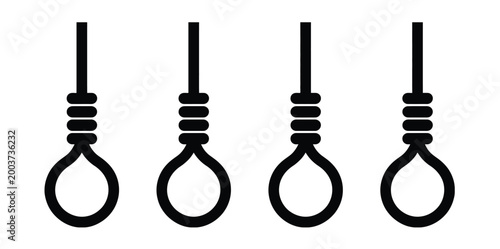 Rope knot icon set black silhouette collection of looped rope knots and marine style shapes for sailing safety, navigation, and survival design