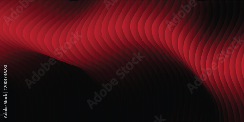 Dynamic Red Flowing Wave Lines Concept for Future Technology and Data Visualization