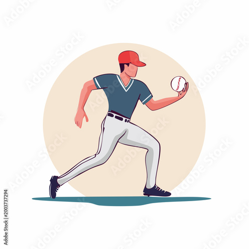 Baseball Player Running with Ball