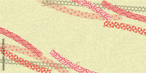 Elegant Japanese traditional pattern banner with washi paper texture