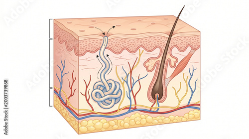 Skin Pores Sweat Gland Anatomy Vector