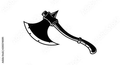 Black and white axe illustration on white background isolated design