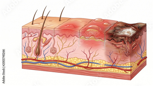 Skin Burn Layers Medical Illustration