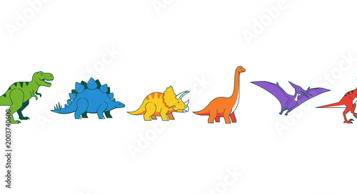 Colorful dinosaur illustration set isolated on white background for design