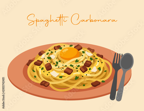 Cuadro en lienzo Spaghetti Carbonara.eps