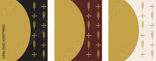 Catholic Background Cross and Wheat Verticle