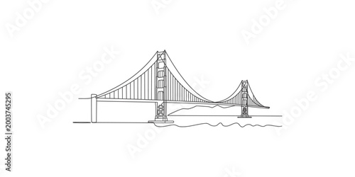 Golden gate bridge iconic san francisco landmark line art illustration