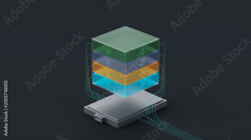 Industrial digital product passport dpp architecture and sustainable supply chain data stack illustration featuring physical asset digital twin and carbon footprint traceability