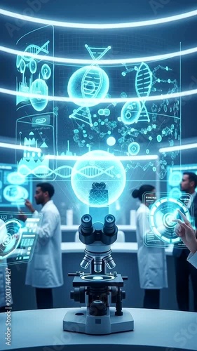 Scientists Collaborating in Modern Laboratory Setting.