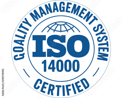 Iso 14000 quality management system certification logo on white background