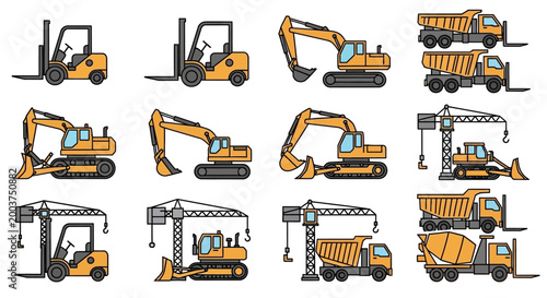 Heavy construction equipment vehicles machines.