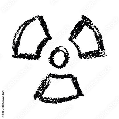 Hand drawn radiation sign Nuclear radiation hazard symbol Radioactive danger warning sign clipart in doodle style Nuclear safety Radioactive waste Single element for print, web, design, decor