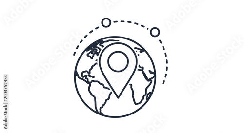 Globe with Location Pin Icon.