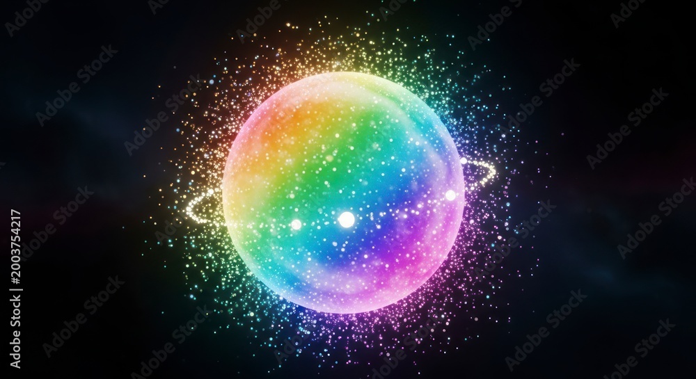 Fototapeta premium Vibrant Rainbow Colored Planet Galaxy.