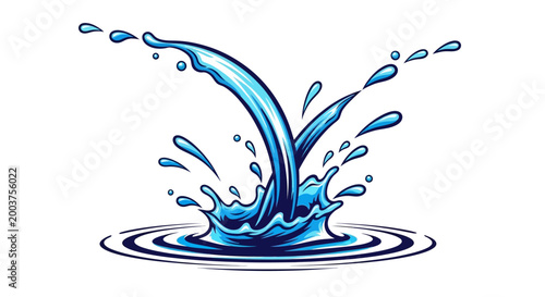 a blue water splash on a white background.