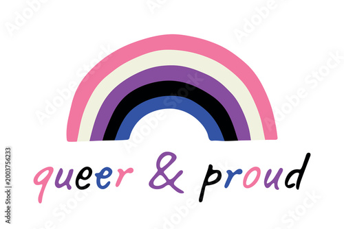 Colorful rainbow shape Gender fluid pride flag Happy pride day LGBTQIA community Pride Month Vector hand drawn doodle for posters, stickers, logo, cards