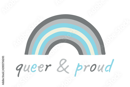 Colorful rainbow shape Demiboy pride flag Happy pride day LGBTQIA community Pride Month Vector hand drawn doodle for posters, stickers, logo, cards