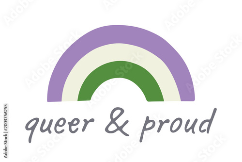 Colorful rainbow shape Genderqueer pride flag Happy pride day LGBTQIA community Pride Month Vector hand drawn doodle for posters, stickers, logo, cards