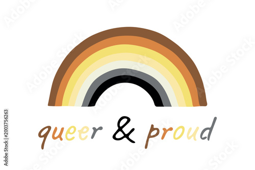 Colorful rainbow shape Bear brotherhood pride flag Happy pride day LGBTQIA community Pride Month Vector hand drawn doodle for posters, stickers, logo, cards