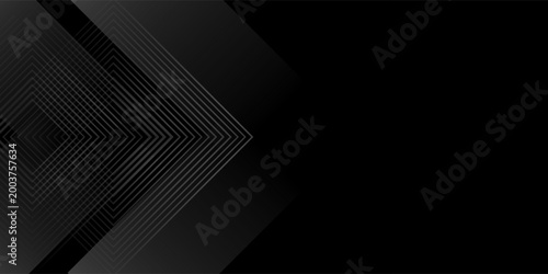 Dark line arrow background. Linear triangle repeating pattern. Striped halftone gradient texture. Thin to thick transition stripe backdrop for poster, cover, banner. Vector masculine sporty wallpaper