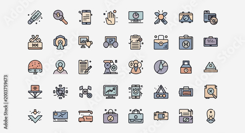 Set of colorful vector icons on white