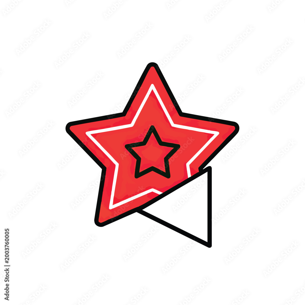 Obraz premium Stylized Red Star Icon with Geometric Triangle Element.