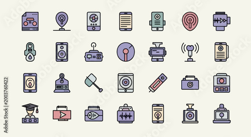 Set of digital devices and icons