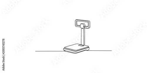 Line drawing of a digital bathroom scale with a display screen on a white background