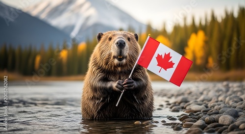 Proud canadian beaver a symbol of wildlife and national pride