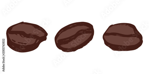 Set of hand drawn fresh roasted coffee bean Arabica robusta seed doodle Single element for design print packaging label decor