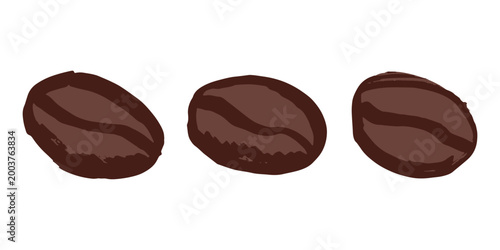 Set of hand drawn fresh roasted coffee bean Arabica robusta seed doodle Single element for design print packaging label decor