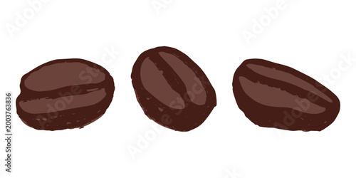 Set of hand drawn fresh roasted coffee bean Arabica robusta seed doodle Single element for design print packaging label decor