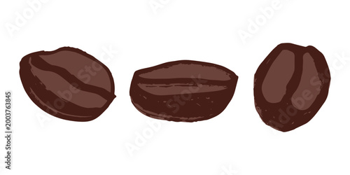 Set of hand drawn fresh roasted coffee bean Arabica robusta seed doodle Single element for design print packaging label decor