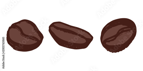 Set of hand drawn fresh roasted coffee bean Arabica robusta seed doodle Single element for design print packaging label decor