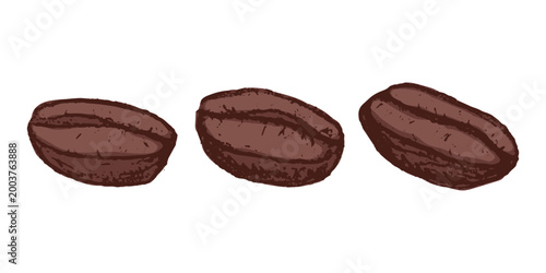 Set of hand drawn fresh roasted coffee bean Arabica robusta seed doodle Single element for design print packaging label decor