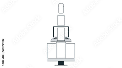 Set flat monitors laptop tablet and phone vector illustration