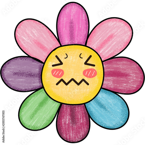 Tableau sur toile Cute flower character with frustrated or nervous facial expression