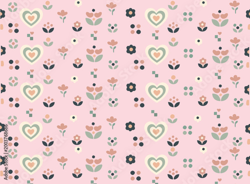 Romantic Hearts and Polka Dot Pattern Seamless Cute Love Texture Design