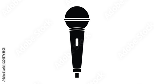 Schilderij op canvas Black microphone silhouette on a white background silhouette