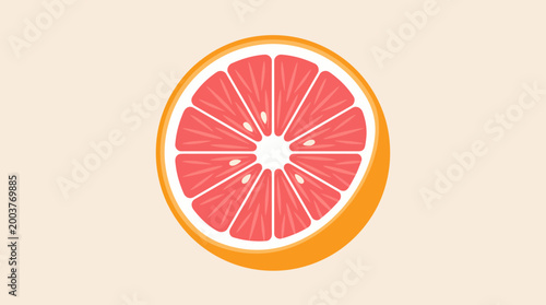 Fresh Grapefruit Half Slice Closeup.