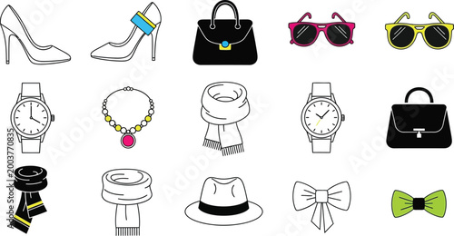 Collection of fashion accessories for women's stylish and elegant outfits displayed together