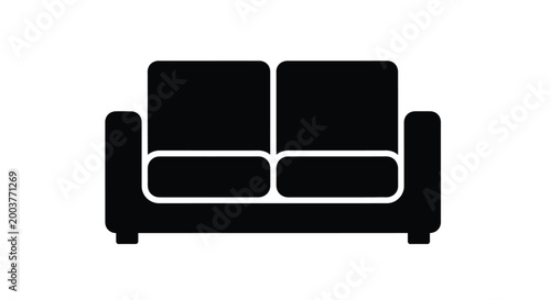 Bild auf Leinwand Two seater sofa silhouette against a white background