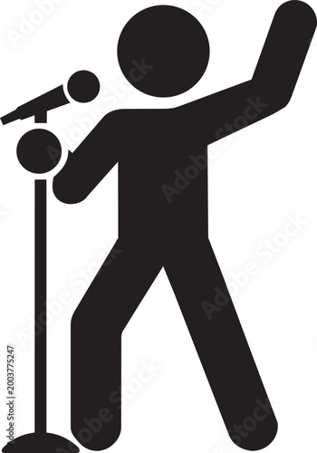 Person Singing With Microphone Performance Music Entertainment Stage Icon Illustration