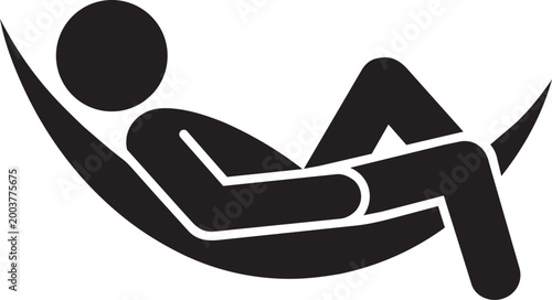 Person Relaxing In Hammock Leisure Rest Vacation Comfort Lifestyle Icon Illustration