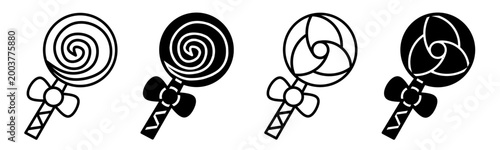 Silhouette of lolipop icon illustration on white background. Lolipop icon set for business. Stock vector.