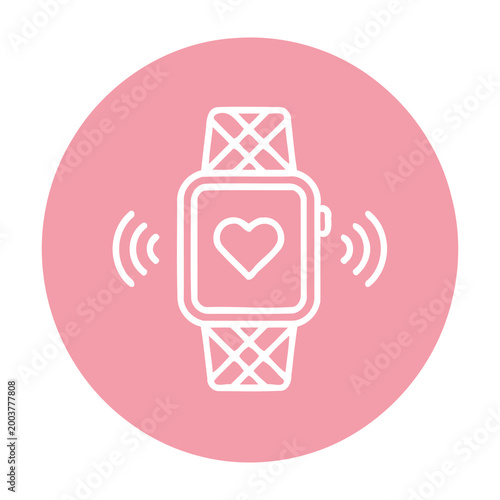 Smartwatch with heart rate monitor on pink background