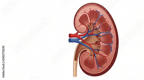 Kidney Anatomy Detailed Medical Vector Diagram